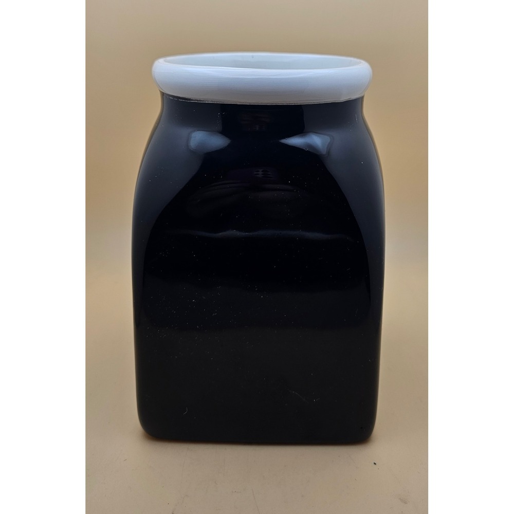 Debi Lilly Halloween Mason Jar Ceramic Vase Black White Rim Floral Decor 6in